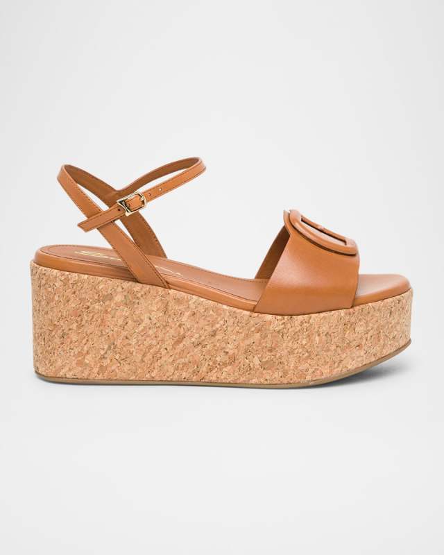 Marta Leather Buckle Wedge Sandals